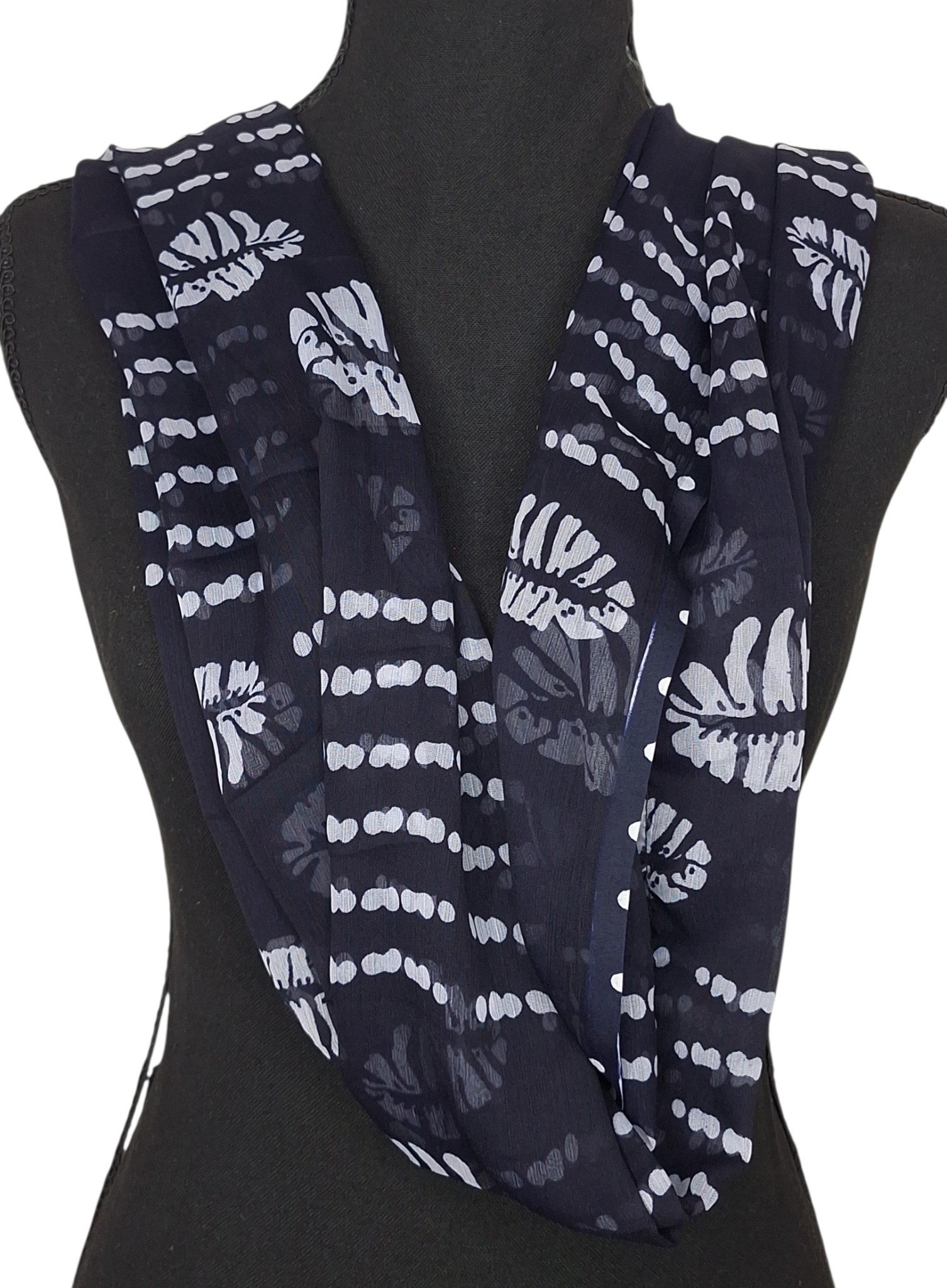 Foulard-collier bleu et nuances (mousseline) – Image 2