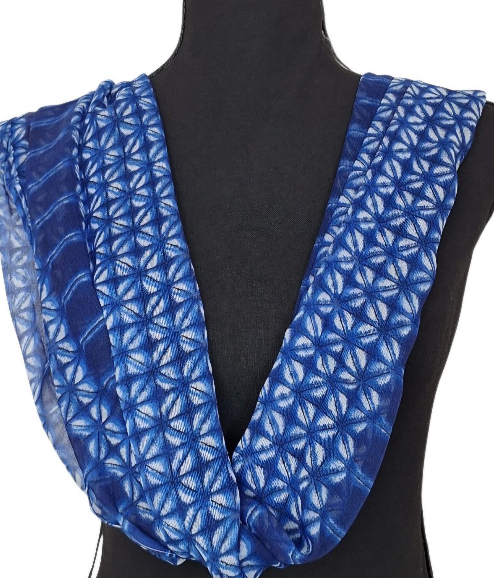 Foulard-collier bleu et nuances (mousseline) – Image 4
