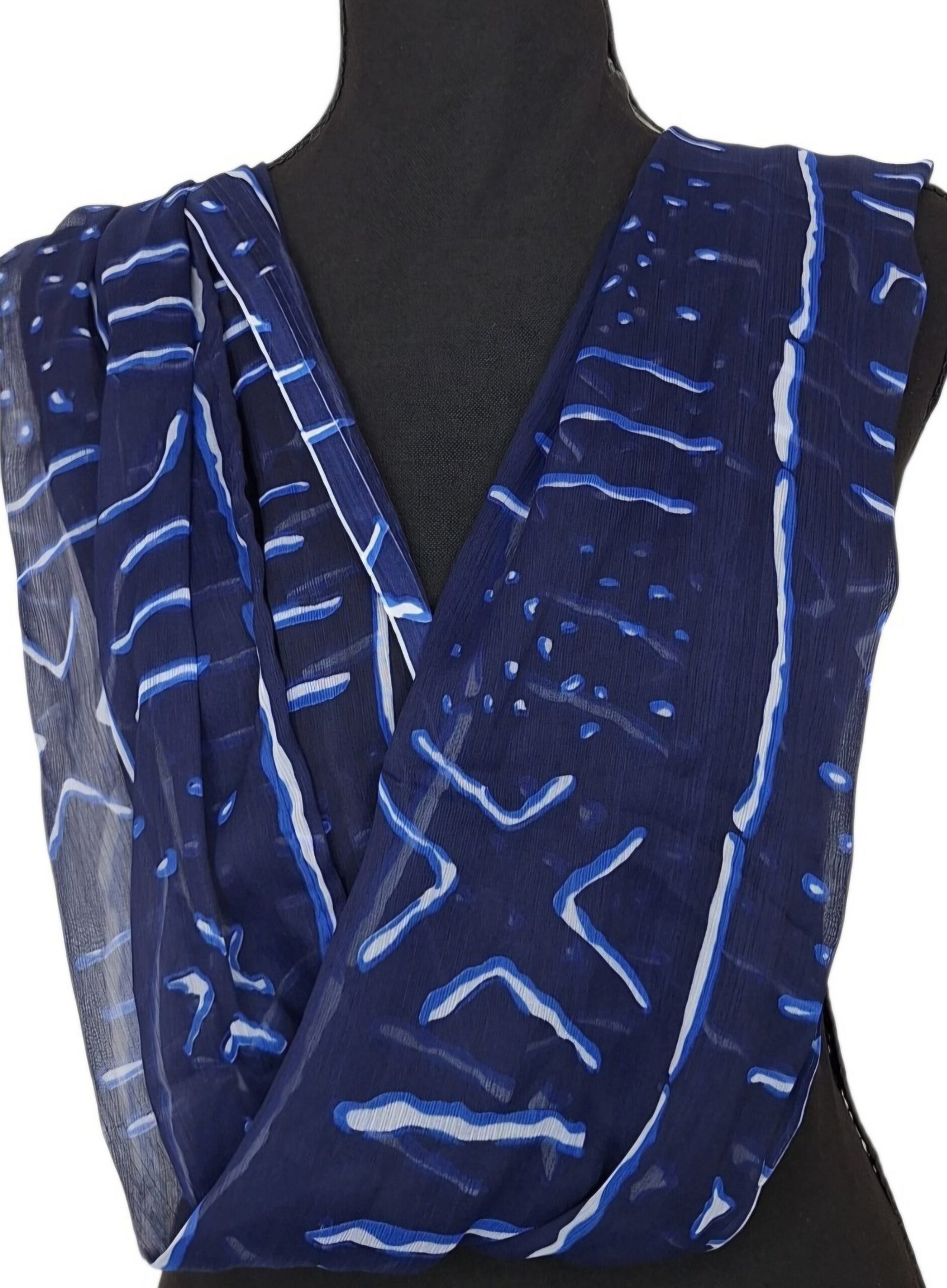 Foulard-collier bleu et nuances (mousseline) – Image 5