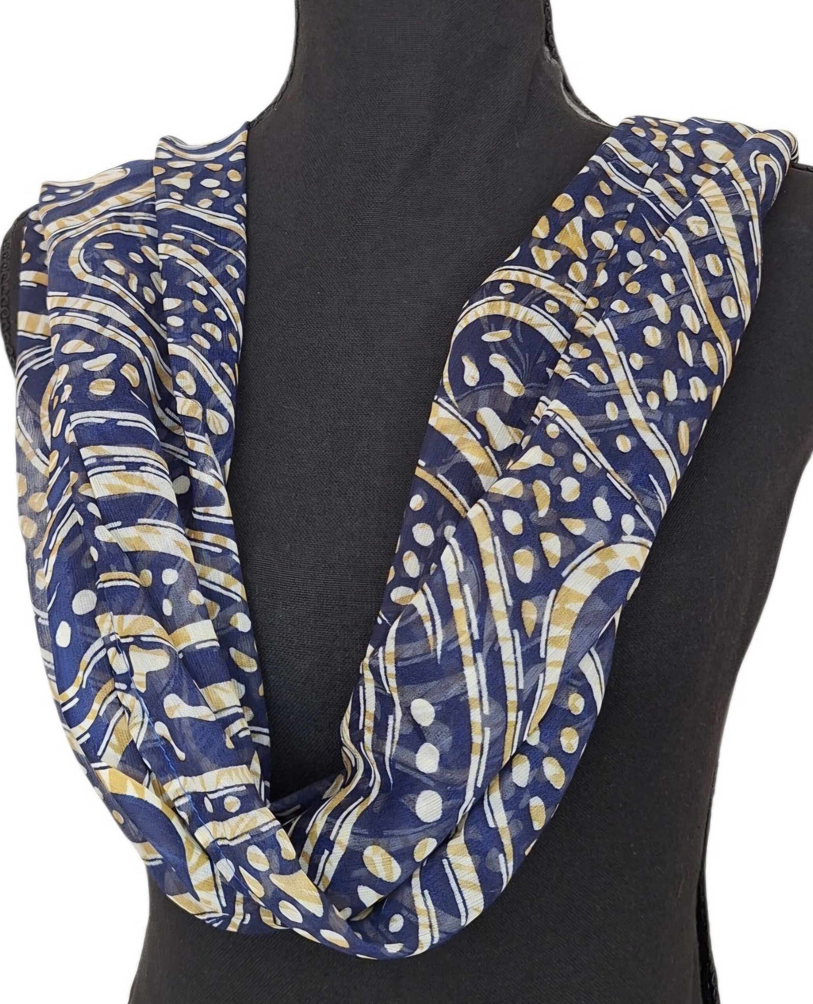 Foulard-collier bleu et nuances (mousseline) – Image 6